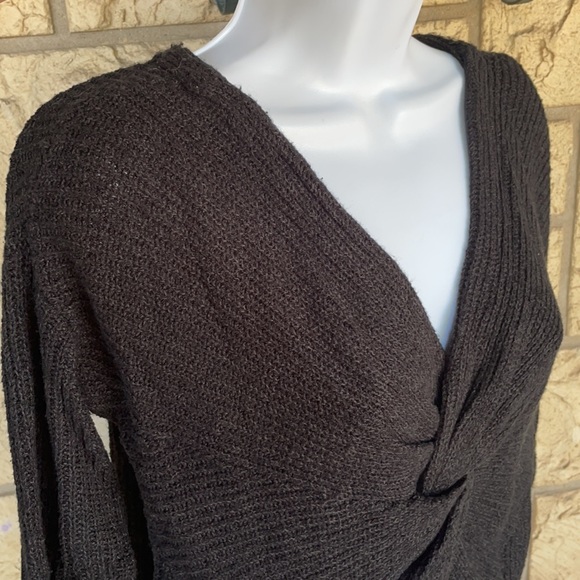 Express Tye Knot V Black Sweater Soft Comfy Sexy Size Med - Picture 8 of 11